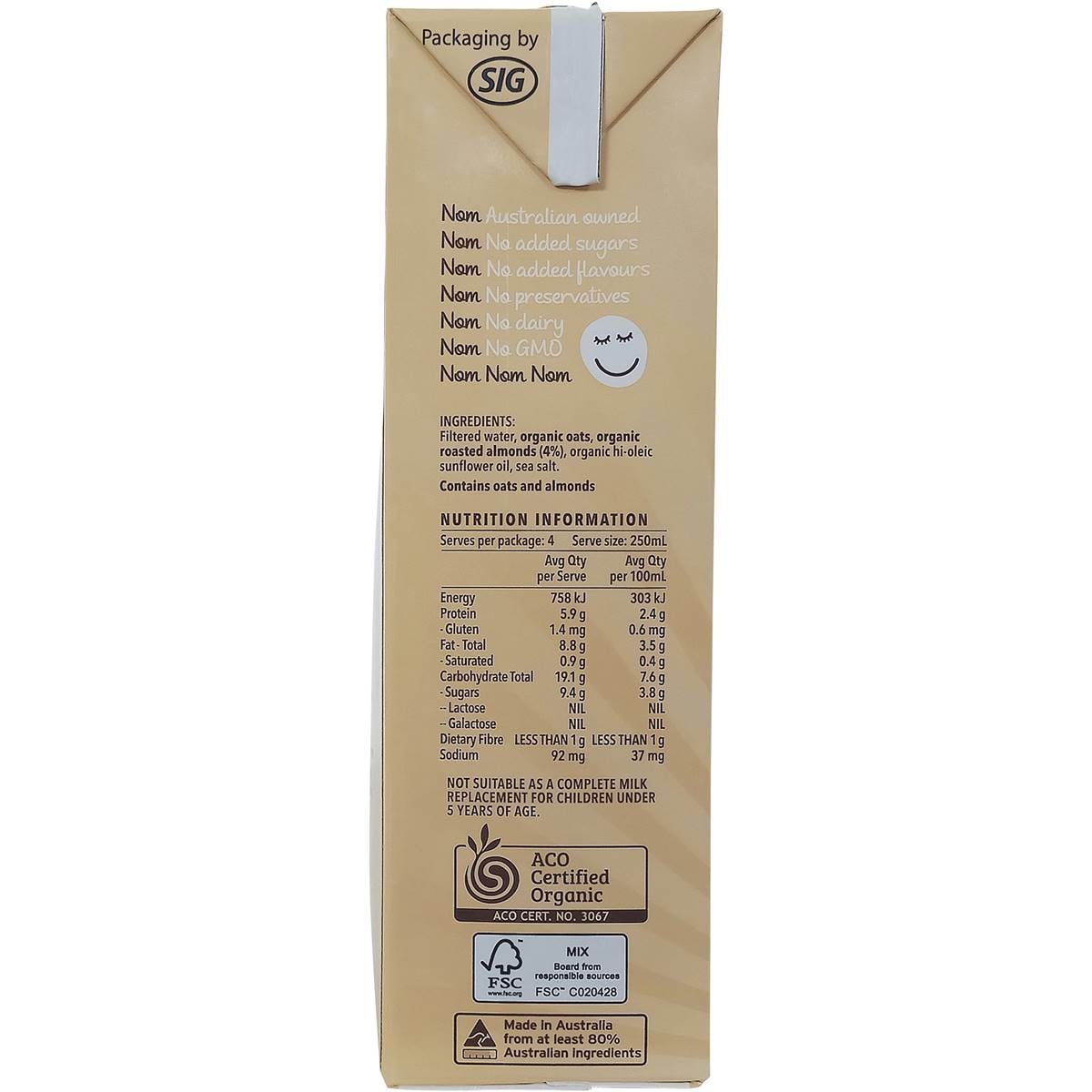 Pure Harvest Nom Lush Almond Barista Oat Milk With Almonds 1l Woolworths