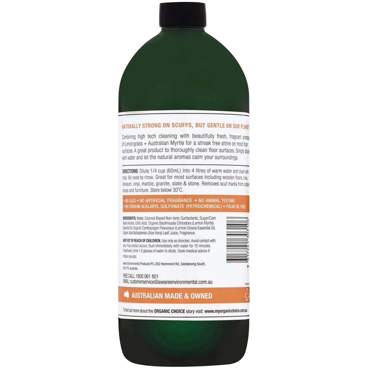 Organic Choice Floor Cleaner Lemongrass + Australian Myrtle 1l Woolworths