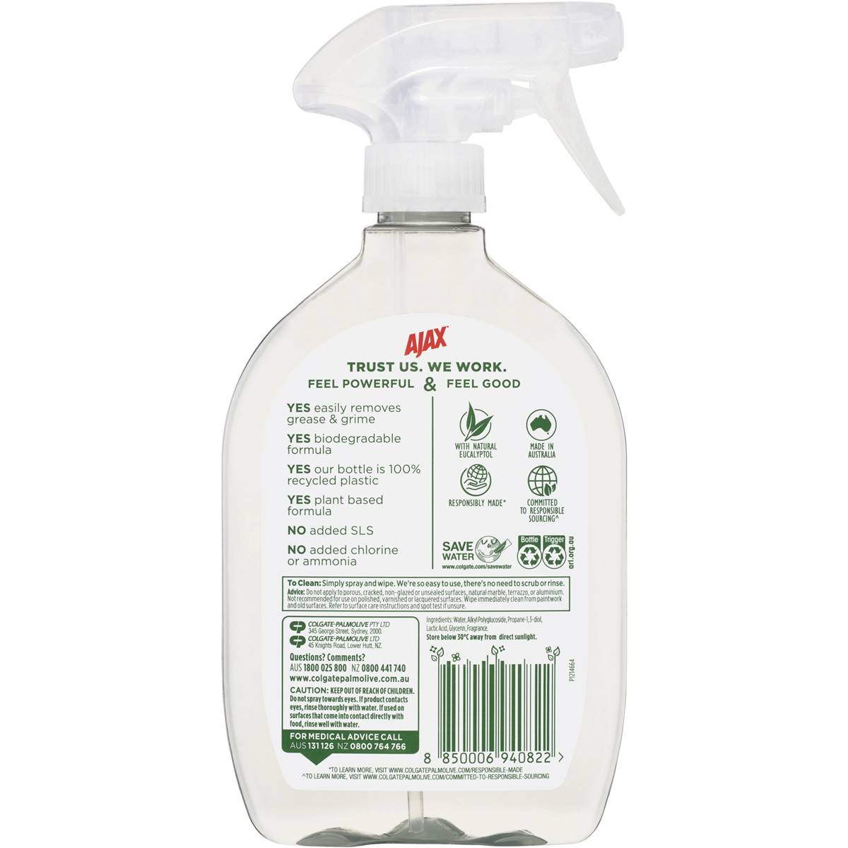 Ajax Eco Multi Purpose Cleaner Mint & Eucalyptus 450ml Woolworths