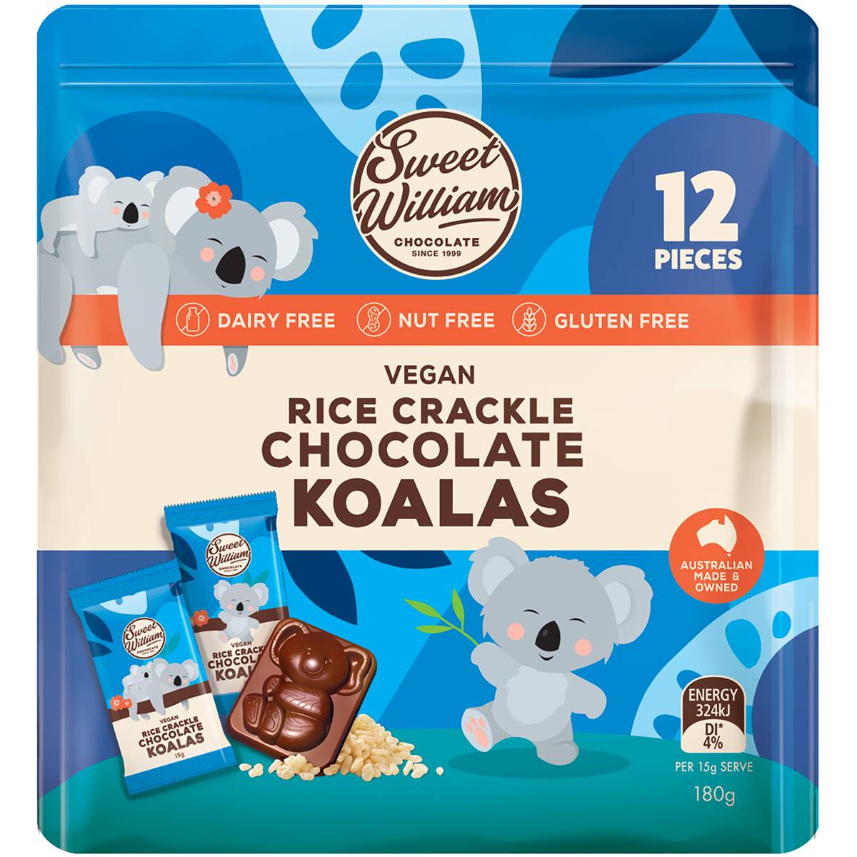 Sweet William Rice Crackle Chocolate Koalas 12 Pack Woolworths