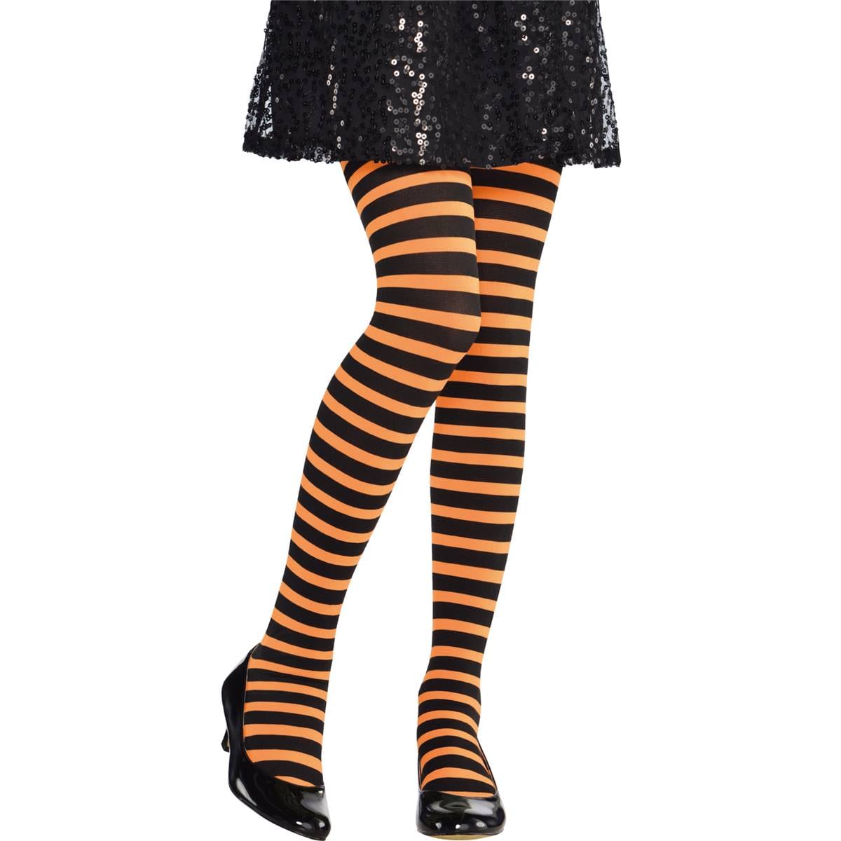 Halloween Dress Up Stockings Orange & Black Stripes Each Woolworths