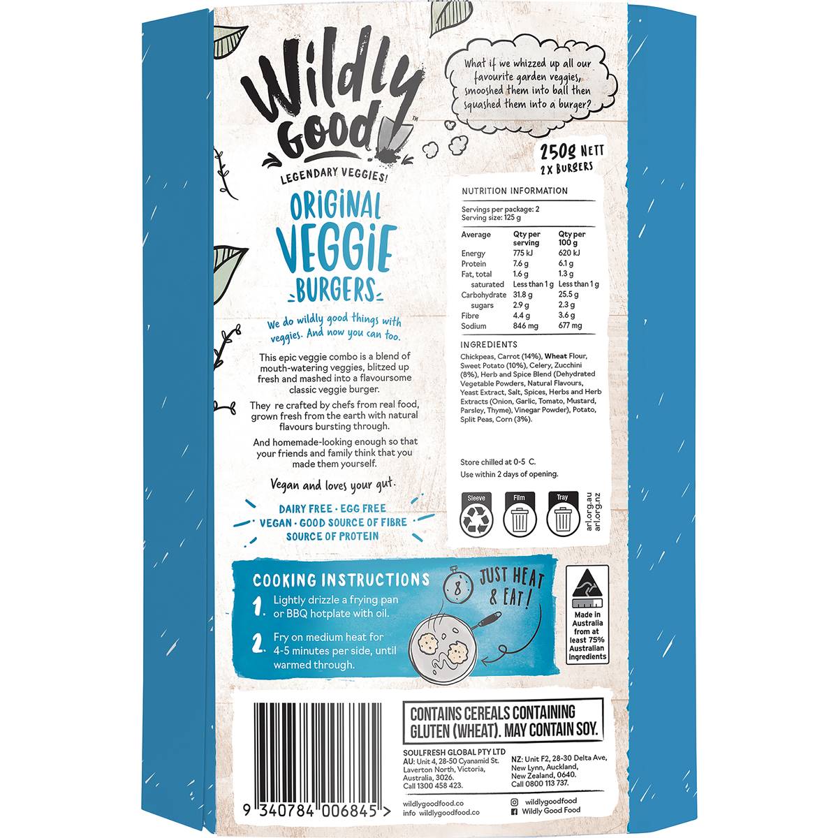 Wildly Good Original Veggie Burgers 250g Woolworths