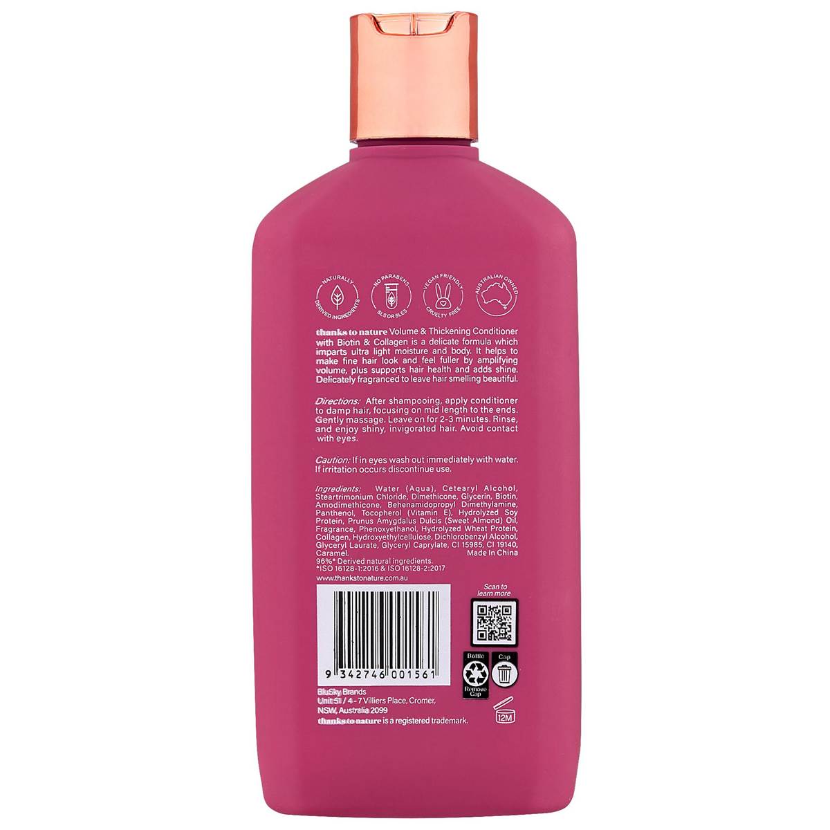 Thanks To Nature Volume Boost Conditioner With Biotin 500ml Woolworths