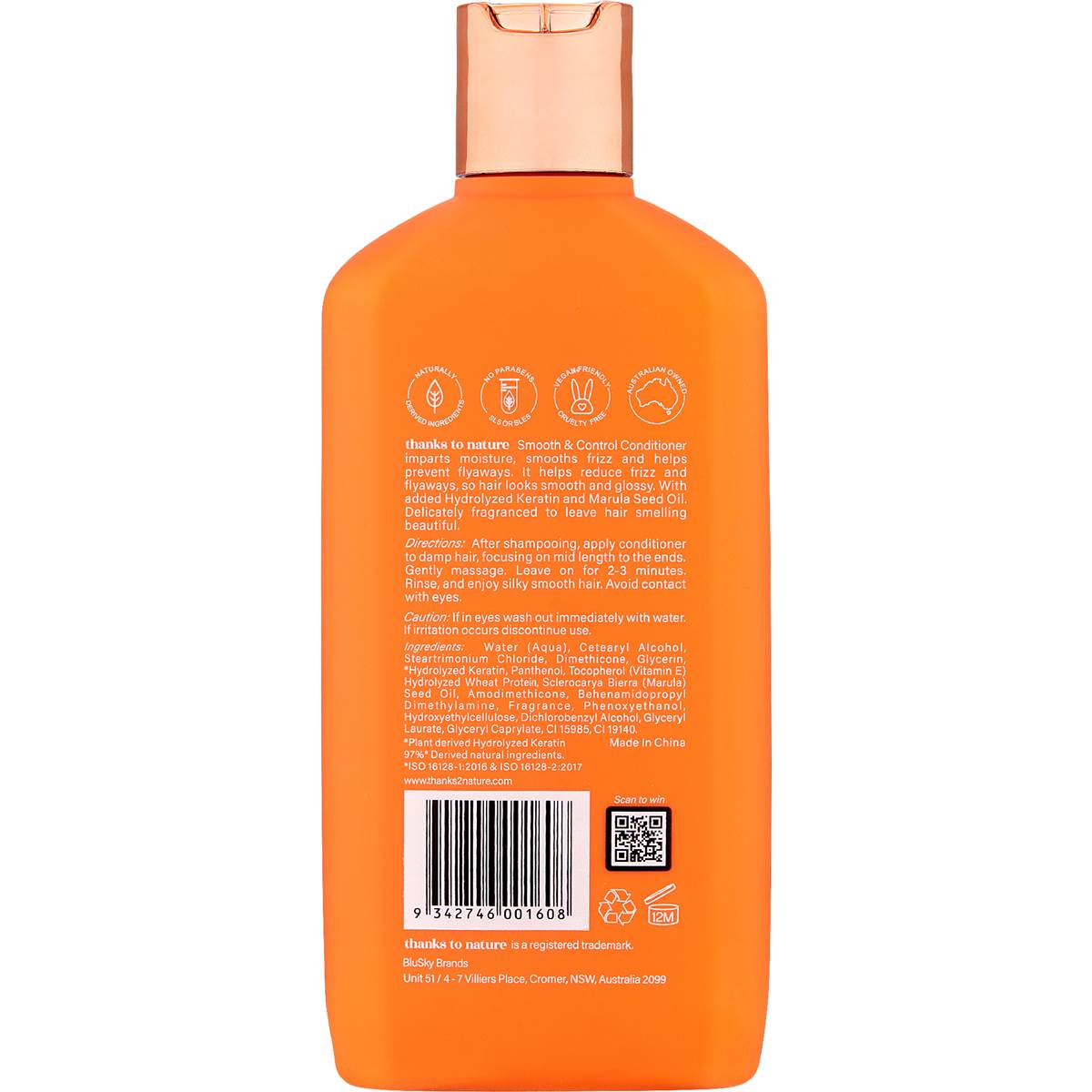 Thanks To Nature Smooth & Control Conditioner With Keratin 500ml Woolworths