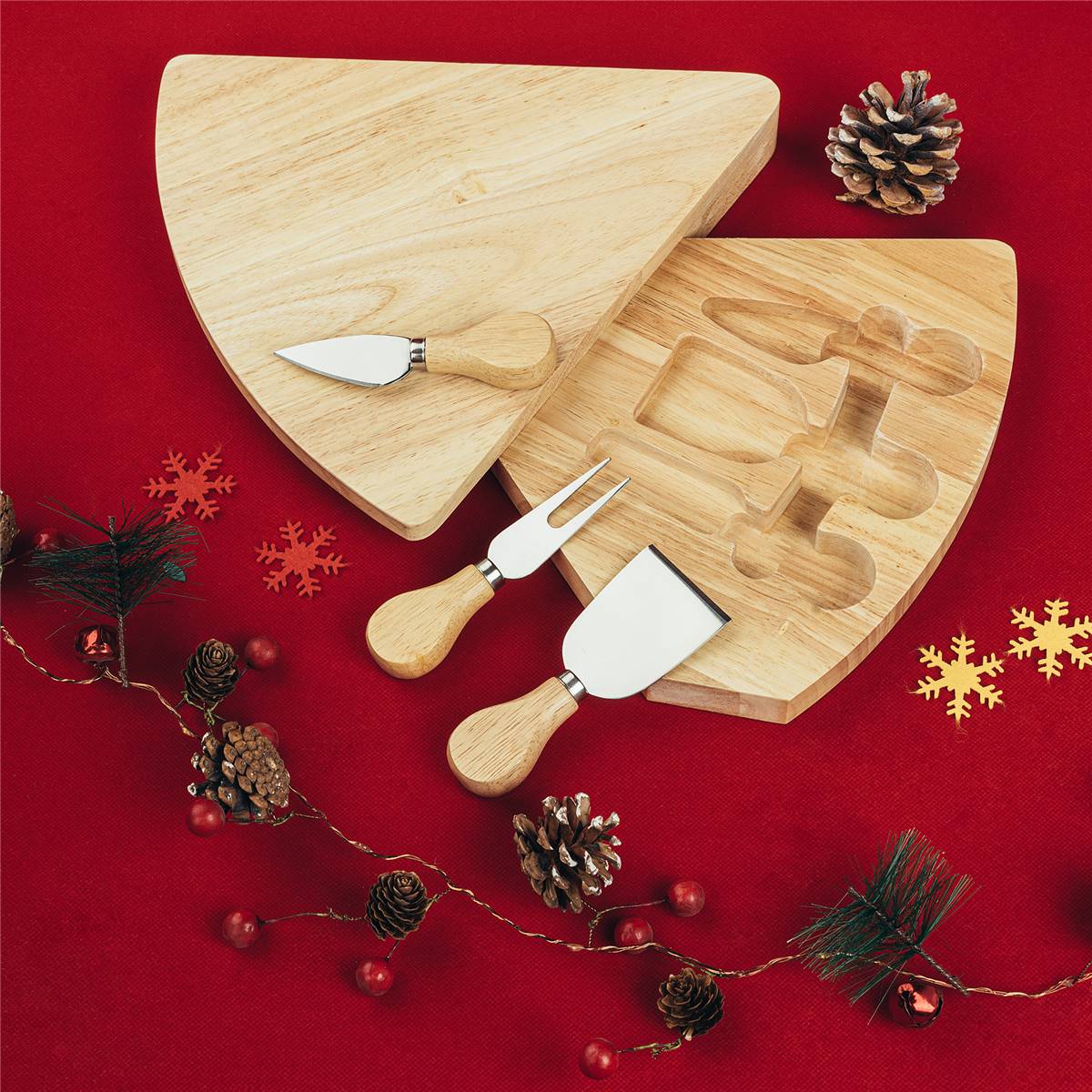 Christmas Wooden Cheese Bread & Knife Set Each Woolworths