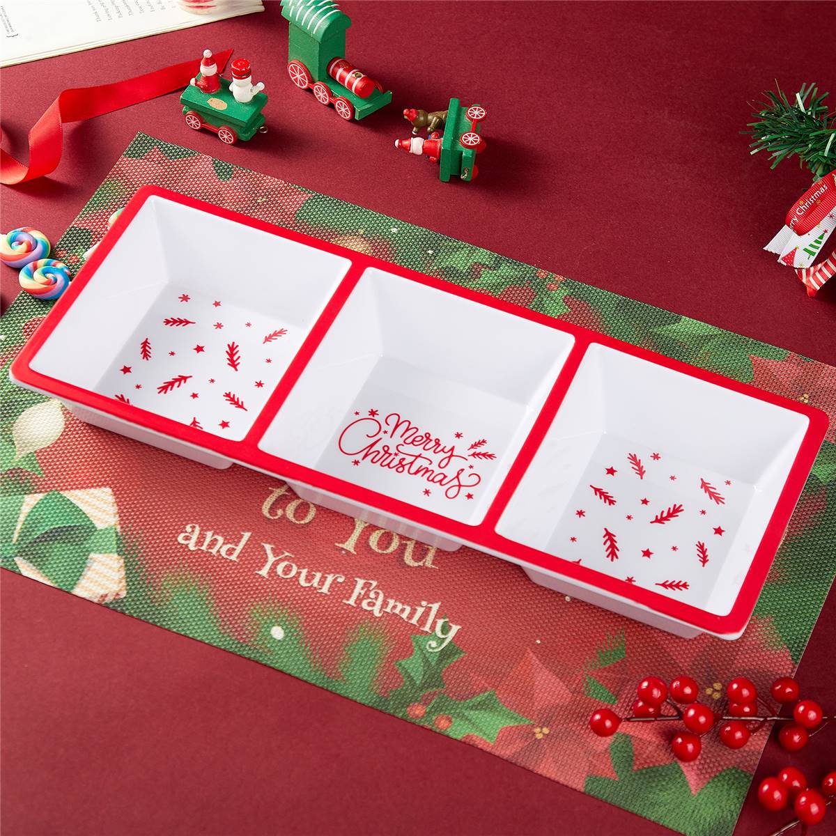 Christmas 3 Section Serving Platter Each Woolworths