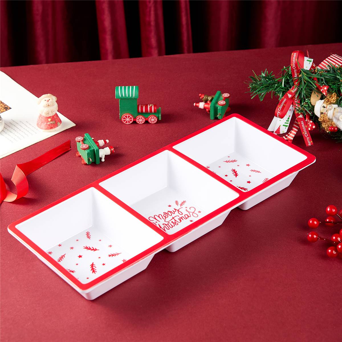 Christmas 3 Section Serving Platter Each Woolworths