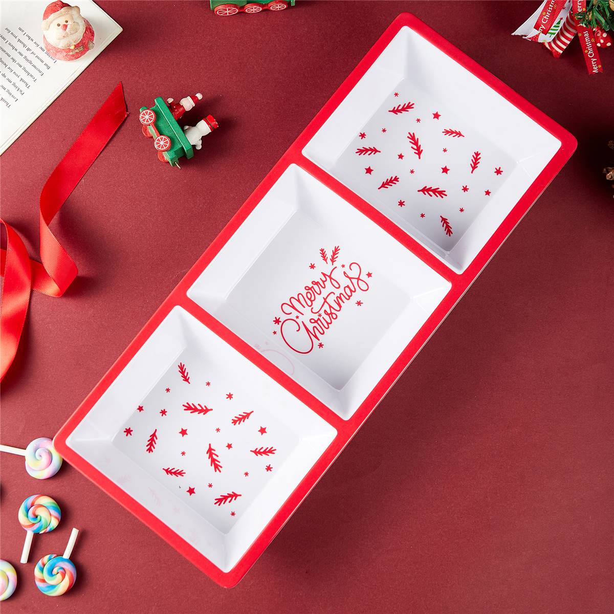 Christmas 3 Section Serving Platter Each Woolworths