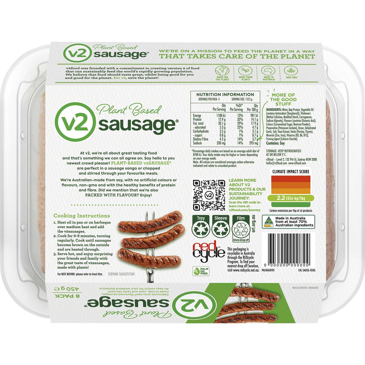 V2 Plant Based Sausages 8 Pack Woolworths v2-plant-based-sausages-8-pack-woolworths