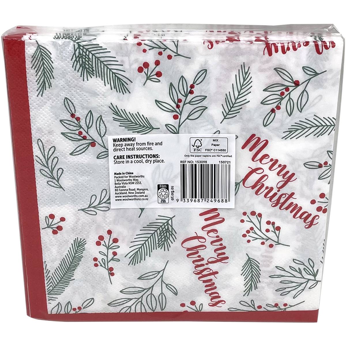 Christmas Traditional Napkins 25 Pack Woolworths