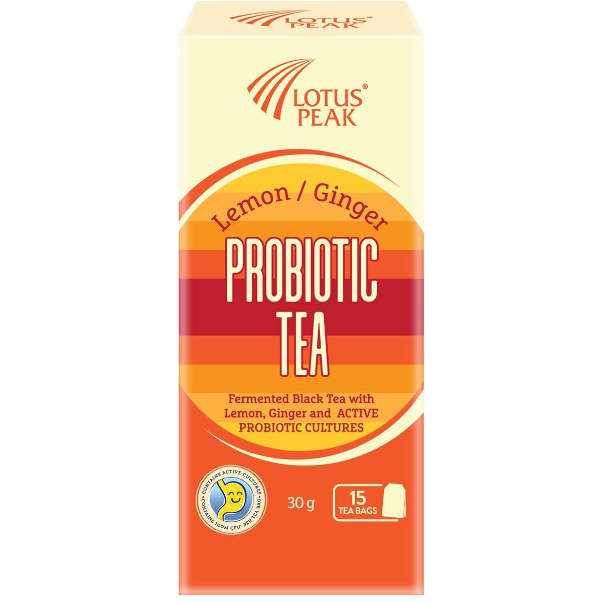 Lotus Peak Probiotic Lemon Ginger Tea Bags 15 Pack Woolworths