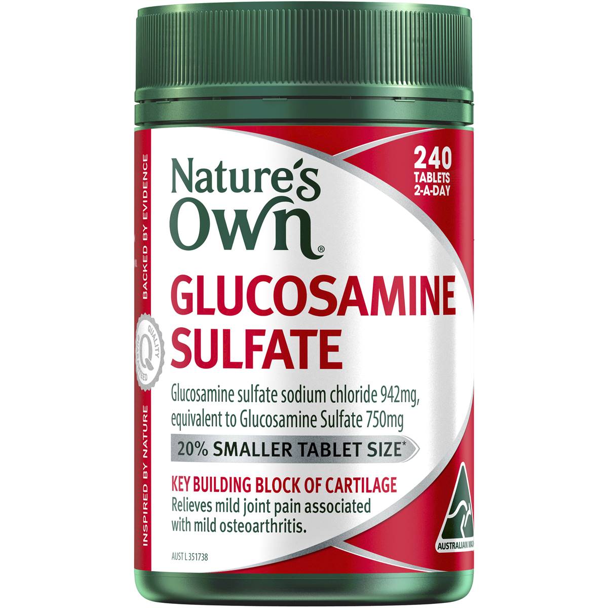 Nature's Own Glucosamine Sulfate Tablets Joint Health Supplement 240