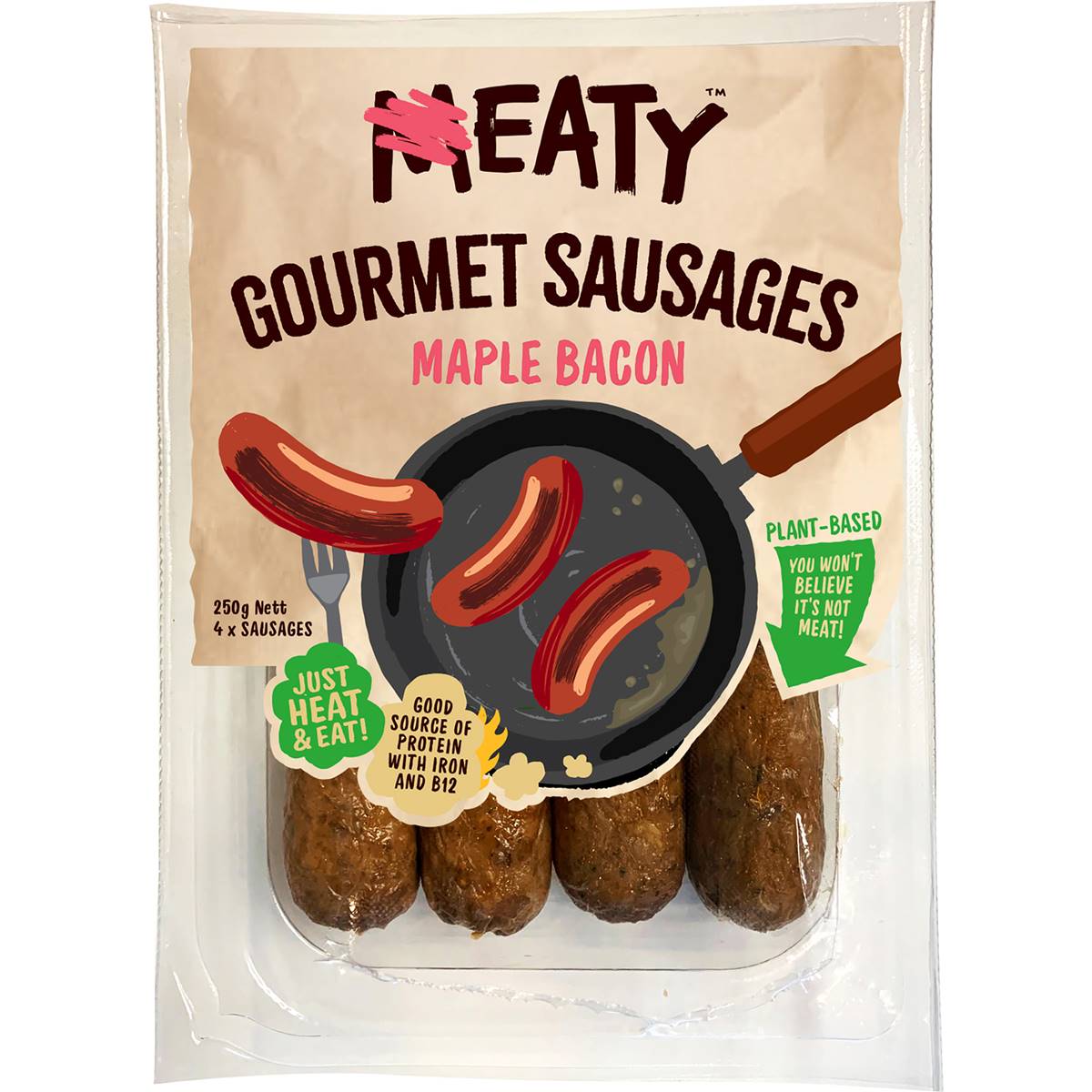 Eaty Maple Bacon Gourmet Plant Based Sausages 250g Woolworths