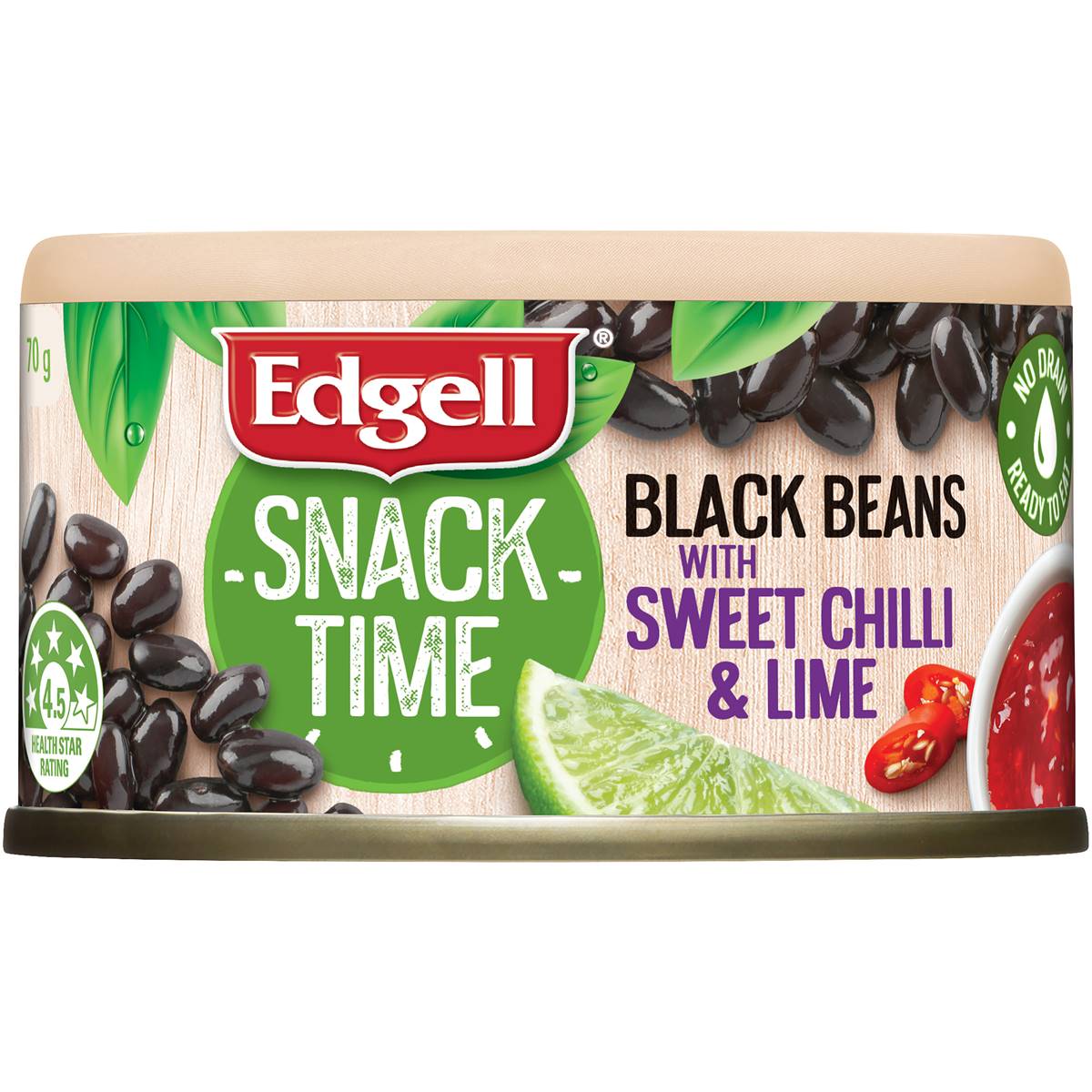 Edgell Snack Time Black Beans With Sweet Chilli & Lime 70g Woolworths