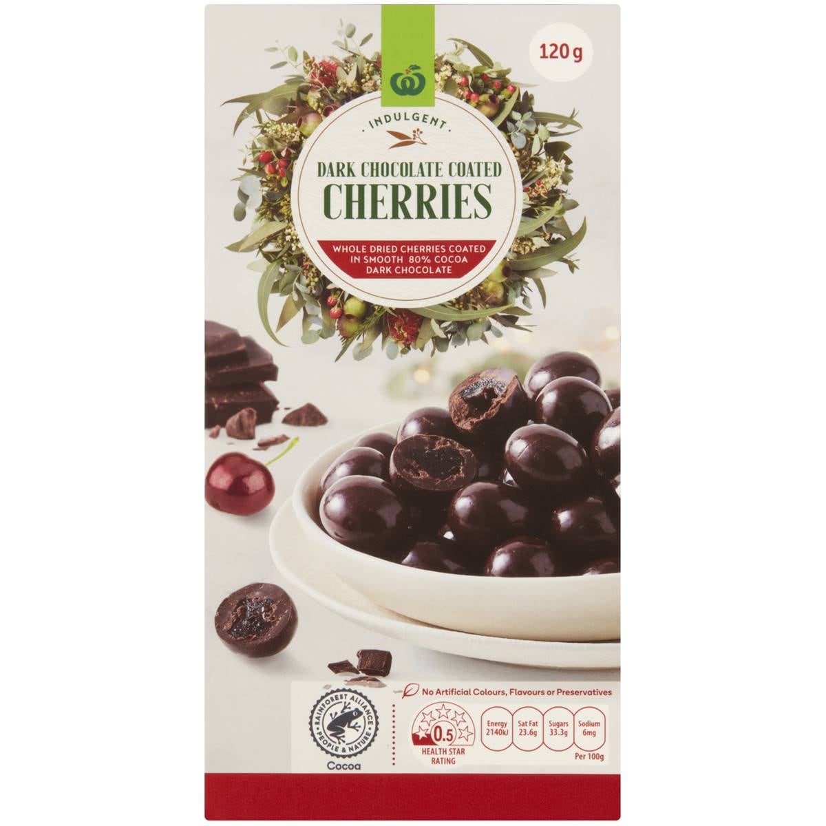 Woolworths Dark Chocolate Cherries 120g Woolworths