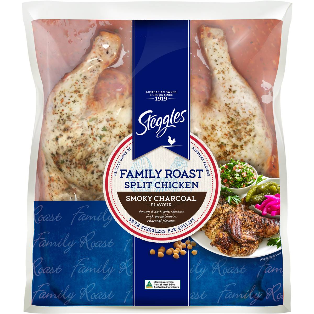 Steggles Family Roast Split Chicken Smoky Charcoal 1kg 1.6kg Woolworths