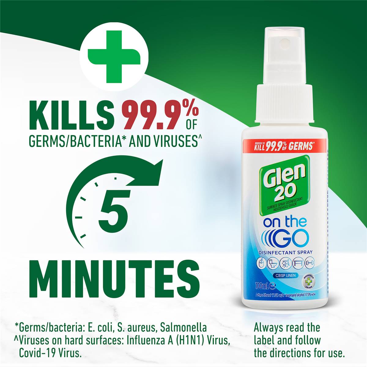 Glen 20 On The Go Disinfectant Spray Crisp Linen 100ml Woolworths