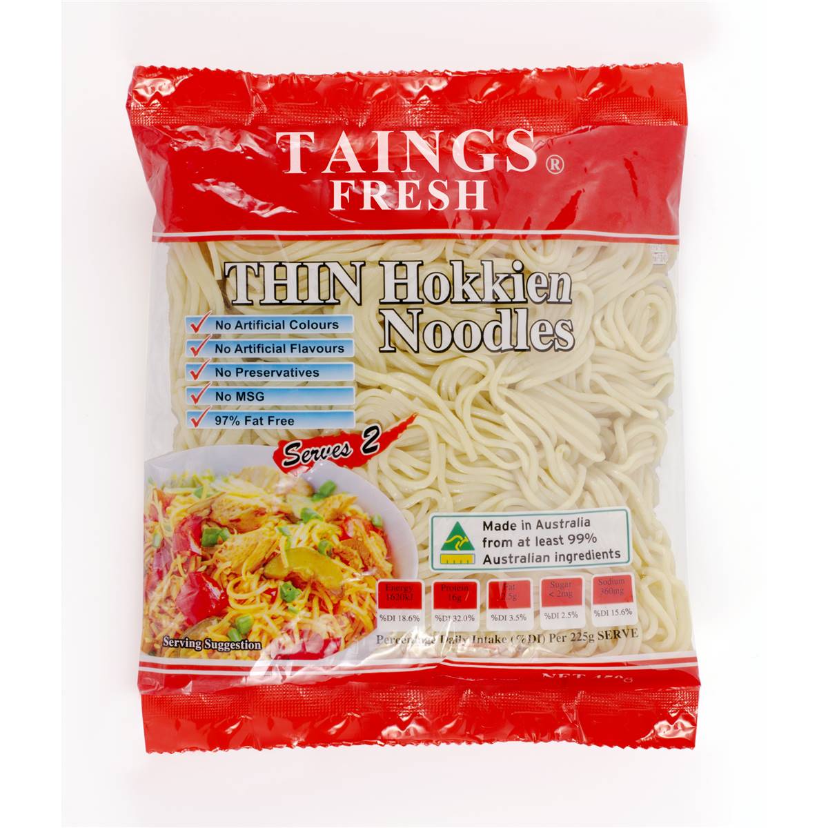 Taings Fresh Noodles Thin Hokkien 450g Woolworths
