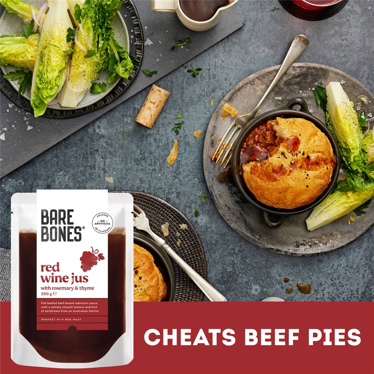 Bare Bones Gravy Red Wine Jus With Rosemary & Thyme Cooking Sauce 200g