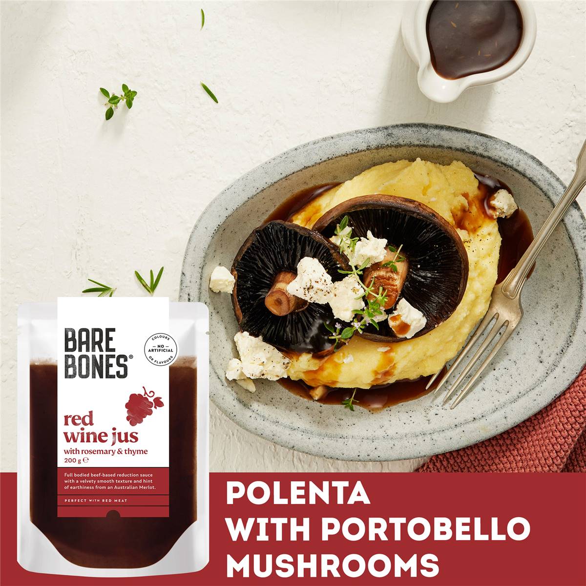 Bare Bones Gravy Red Wine Jus With Rosemary & Thyme Cooking Sauce 200g