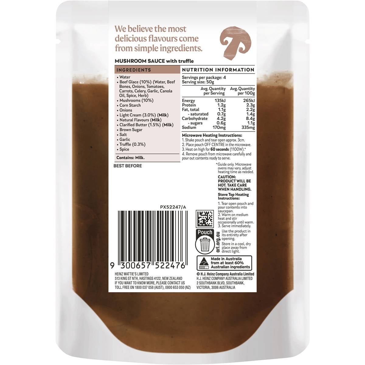 Bare Bones Gravy Mushroom With Truffle Cooking Sauce 200g Woolworths
