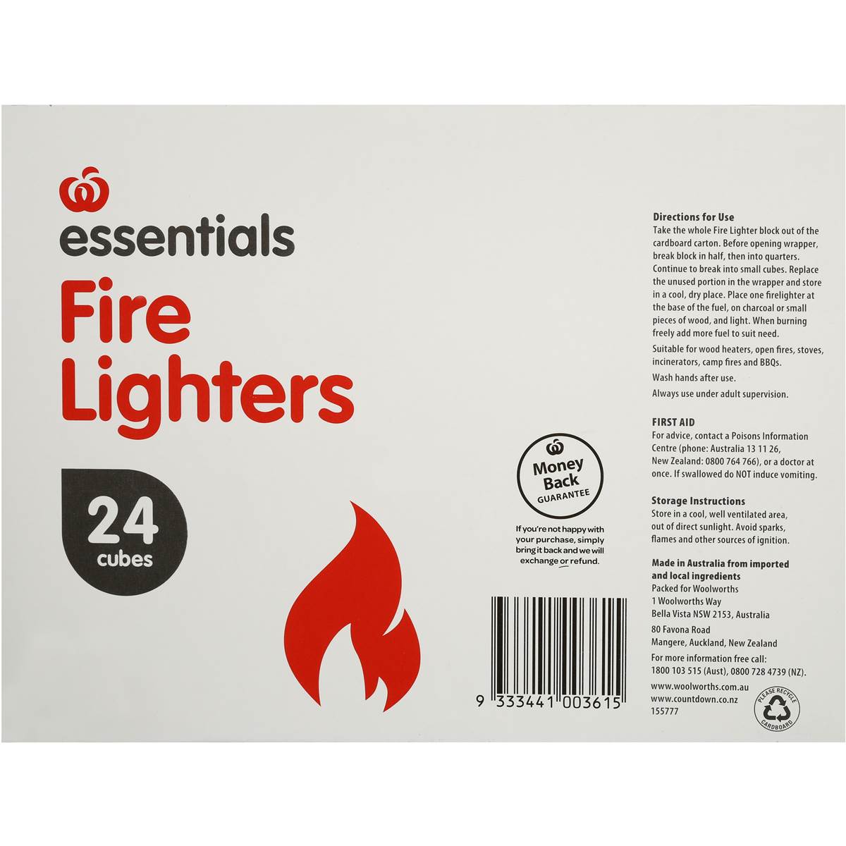 Essentials Bbq Accessory Fire Lighters 24 Pack Woolworths