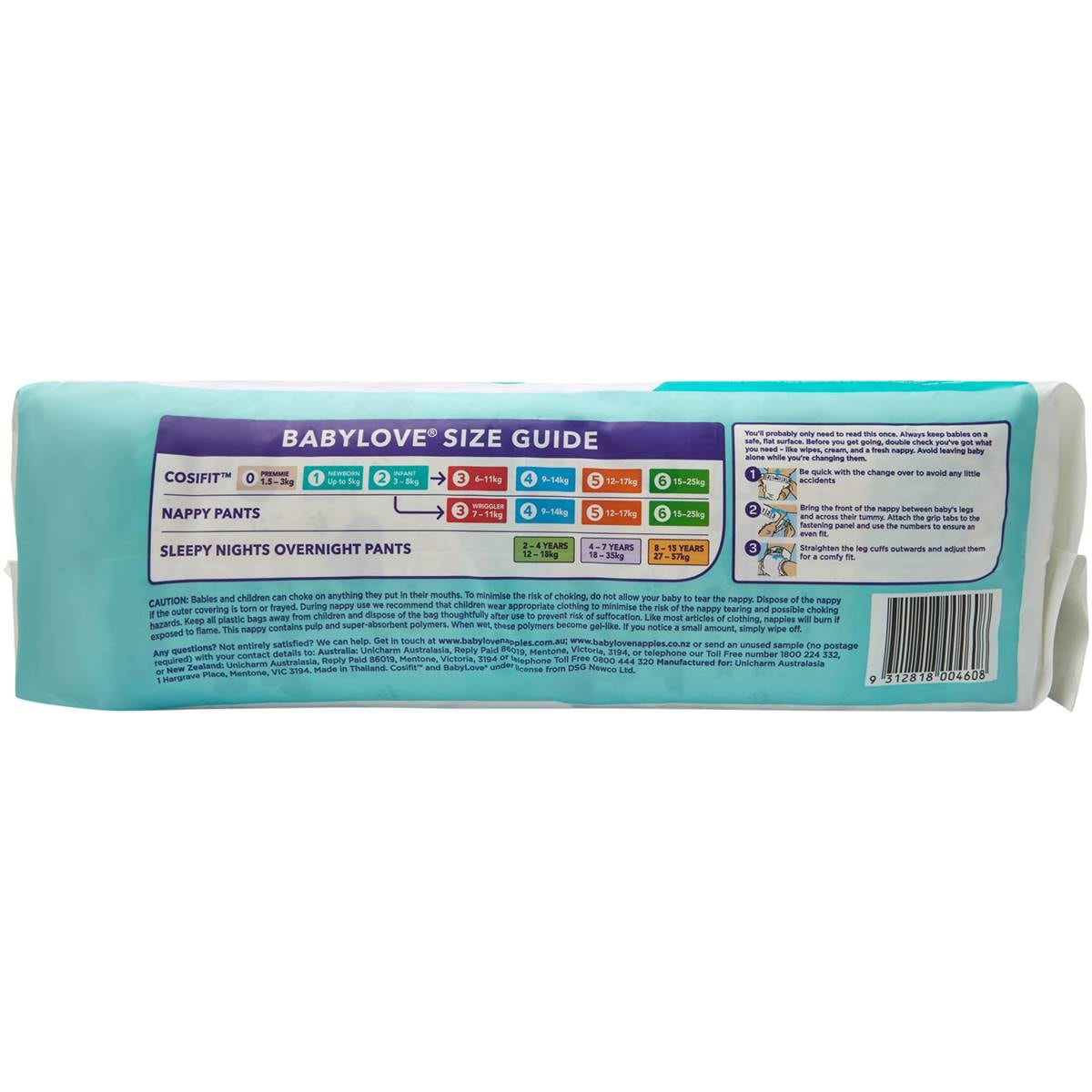 Babylove Cosifit Infant Nappies Size 2 (38kg) 76 Pack Woolworths