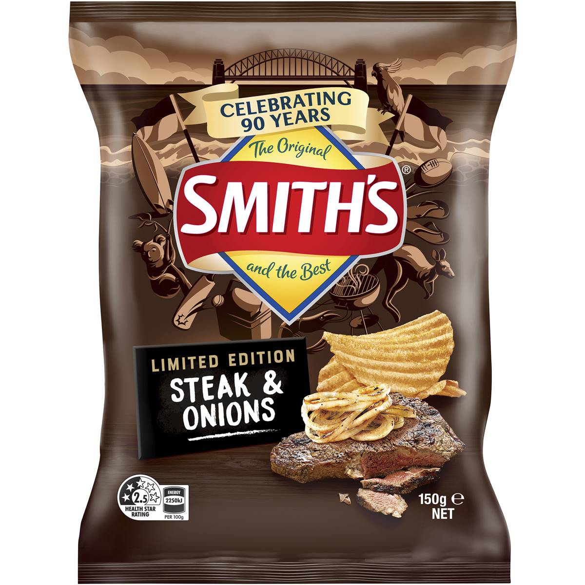 Smith's Crinkle Cut Potato Chips Steak & Onion Limited Edition 150g