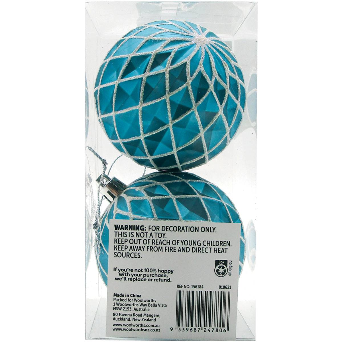 Christmas Whimsical Bauble Matte Blue 2 Pack | Woolworths