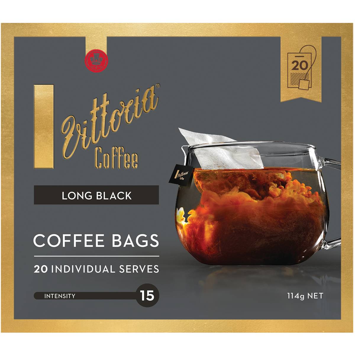 Vittoria Coffee Bags Long Black 20 Pack | Woolworths