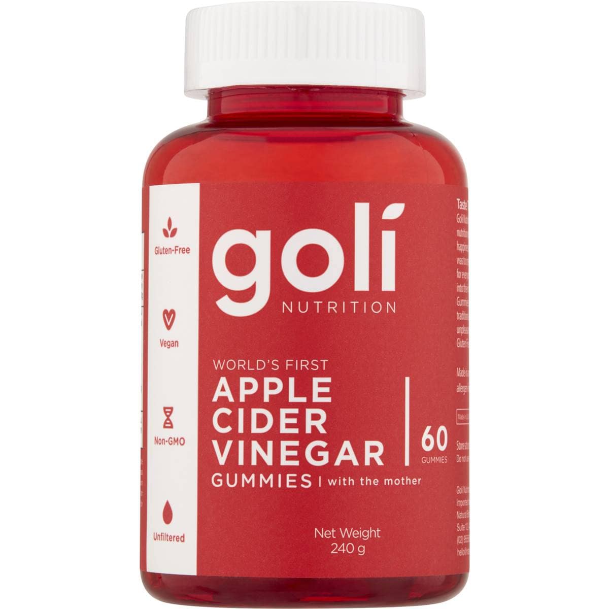 Goli Apple Cider Vinegar Gummies 60pk Woolworths