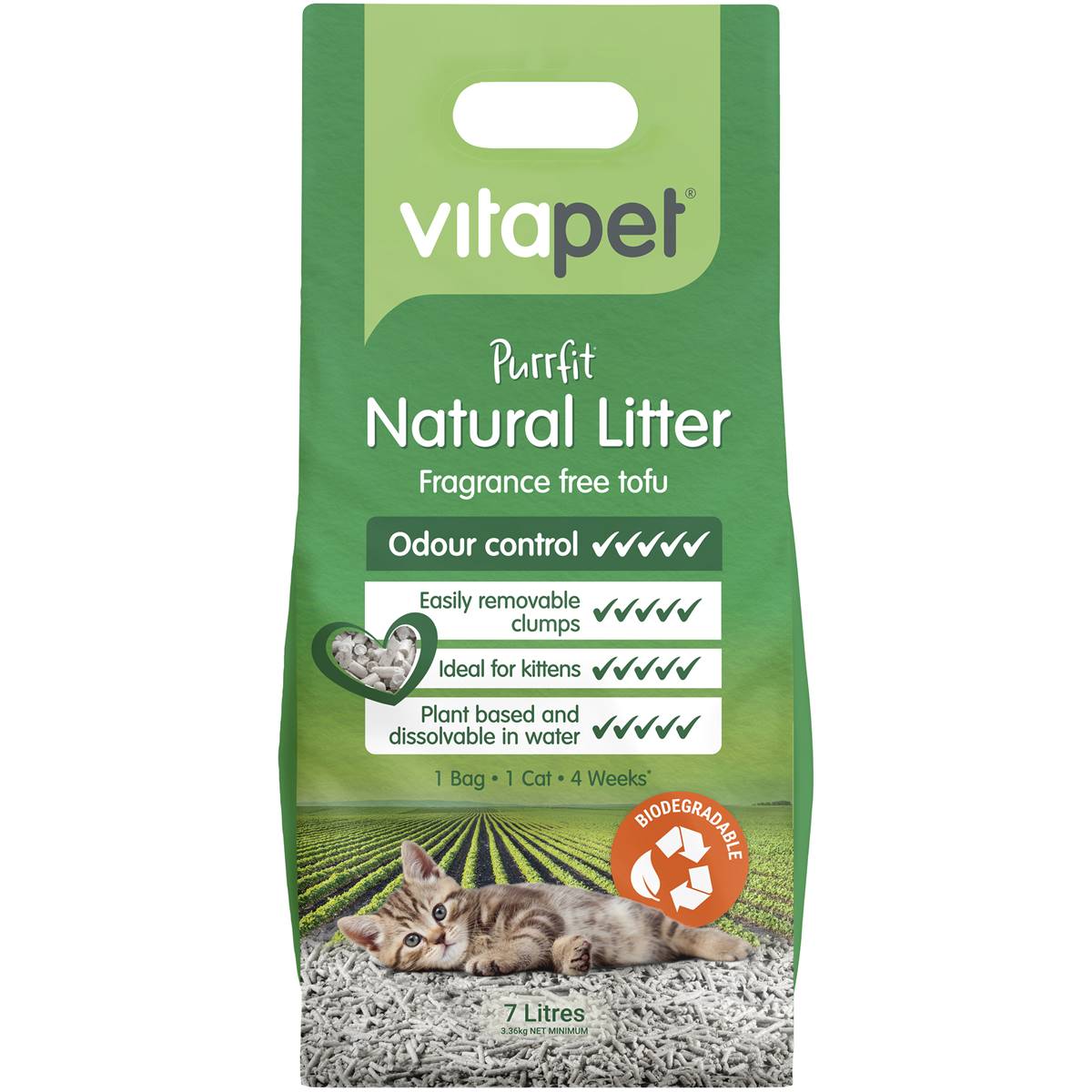 Vitapet Natural Pet Litter Fragrance Free Tofu 7l Woolworths