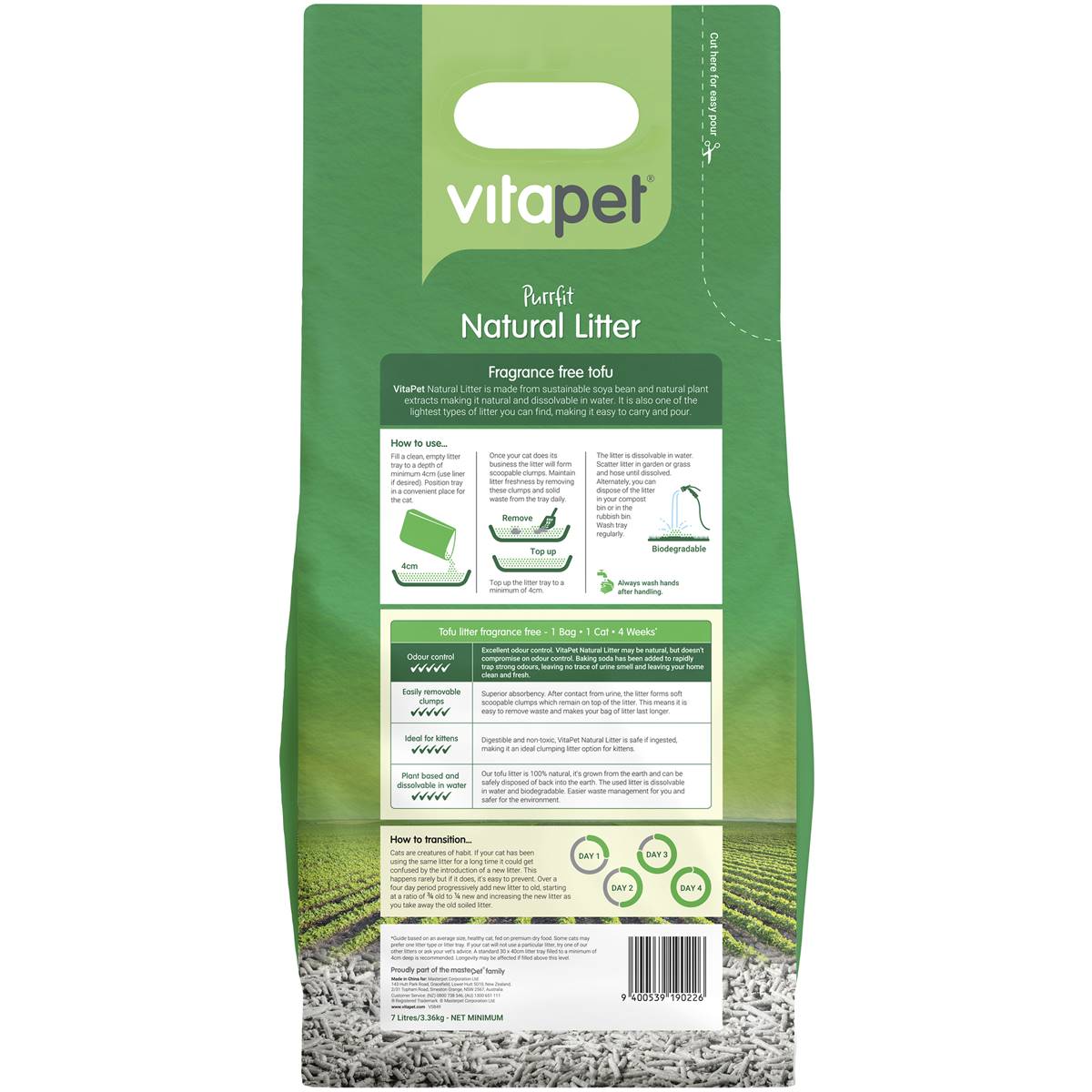 Vitapet Natural Pet Litter Fragrance Free Tofu 7l Woolworths
