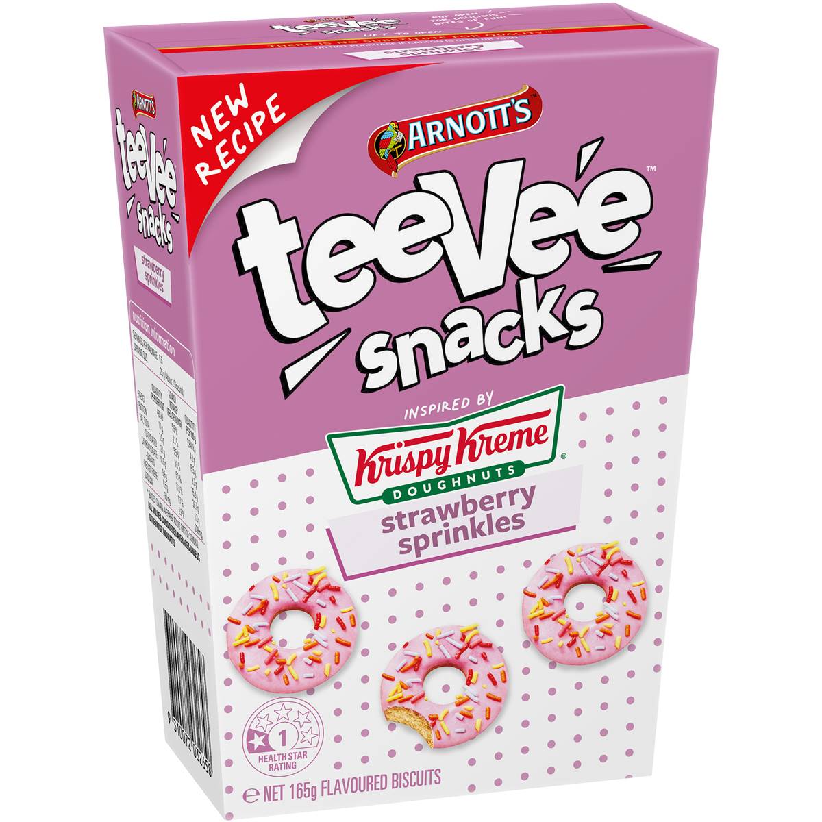 Arnott's Tee Vee Snacks Krispy Kreme Strawberry Sprinkles 165g Woolworths