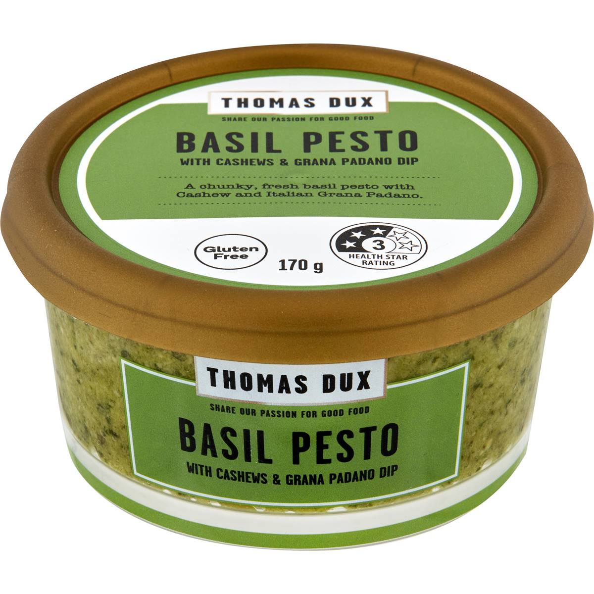 Thomas Dux Basil Pesto With Grana Padano & Roasted Cashews Dip 170g Woolworths