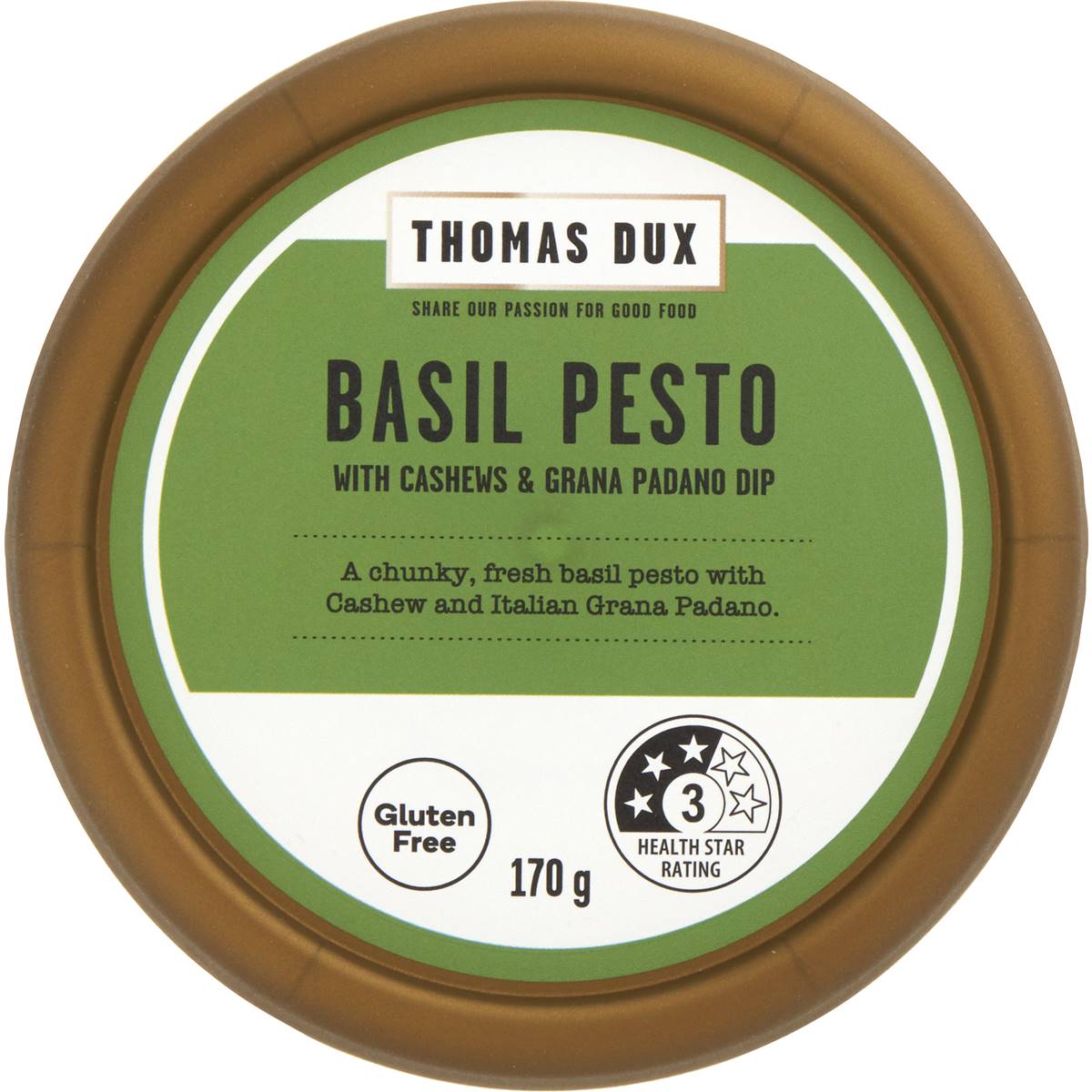 Thomas Dux Basil Pesto With Grana Padano & Roasted Cashews Dip 170g Woolworths