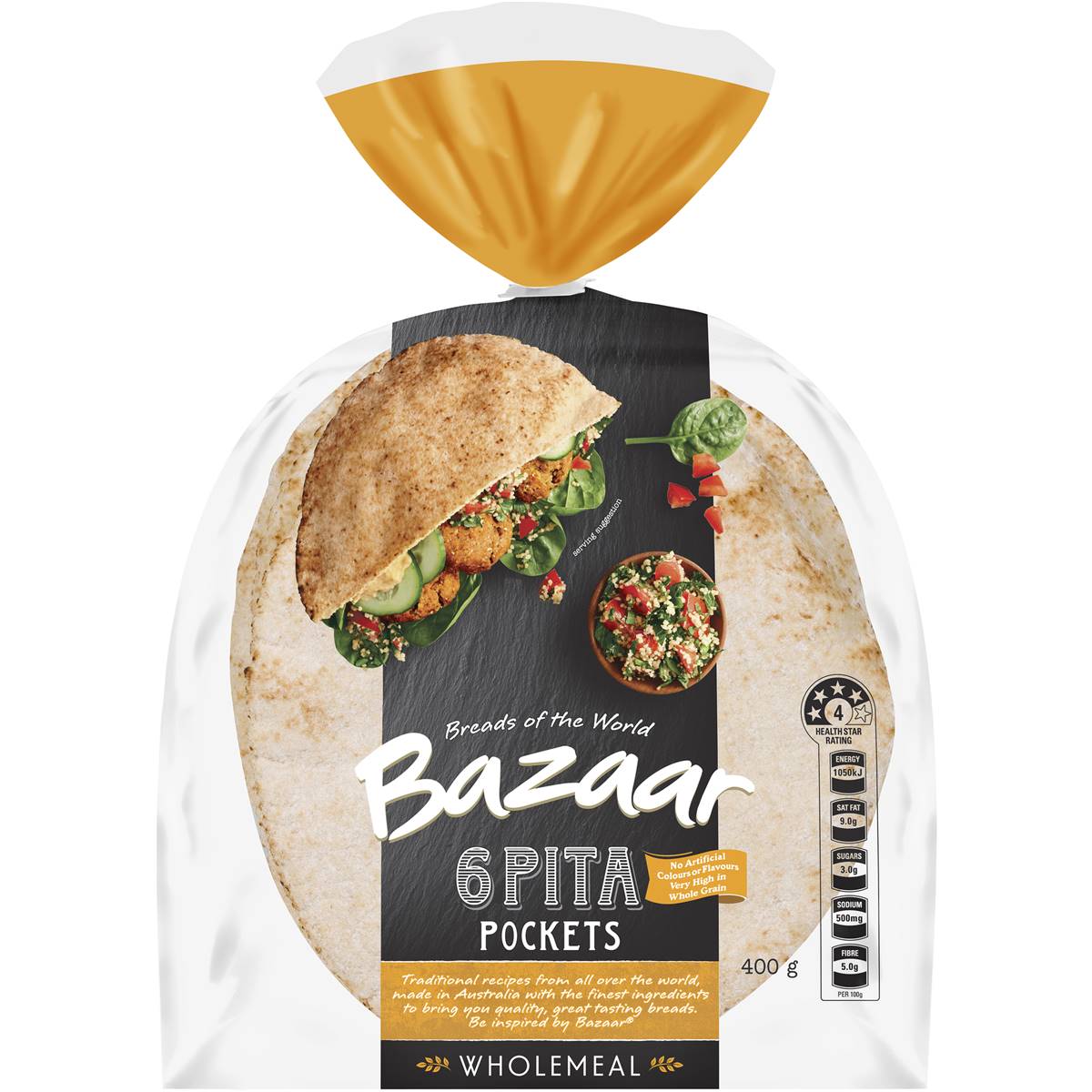 Bazaar Wholemeal Pita Pockets 6 Pack Woolworths
