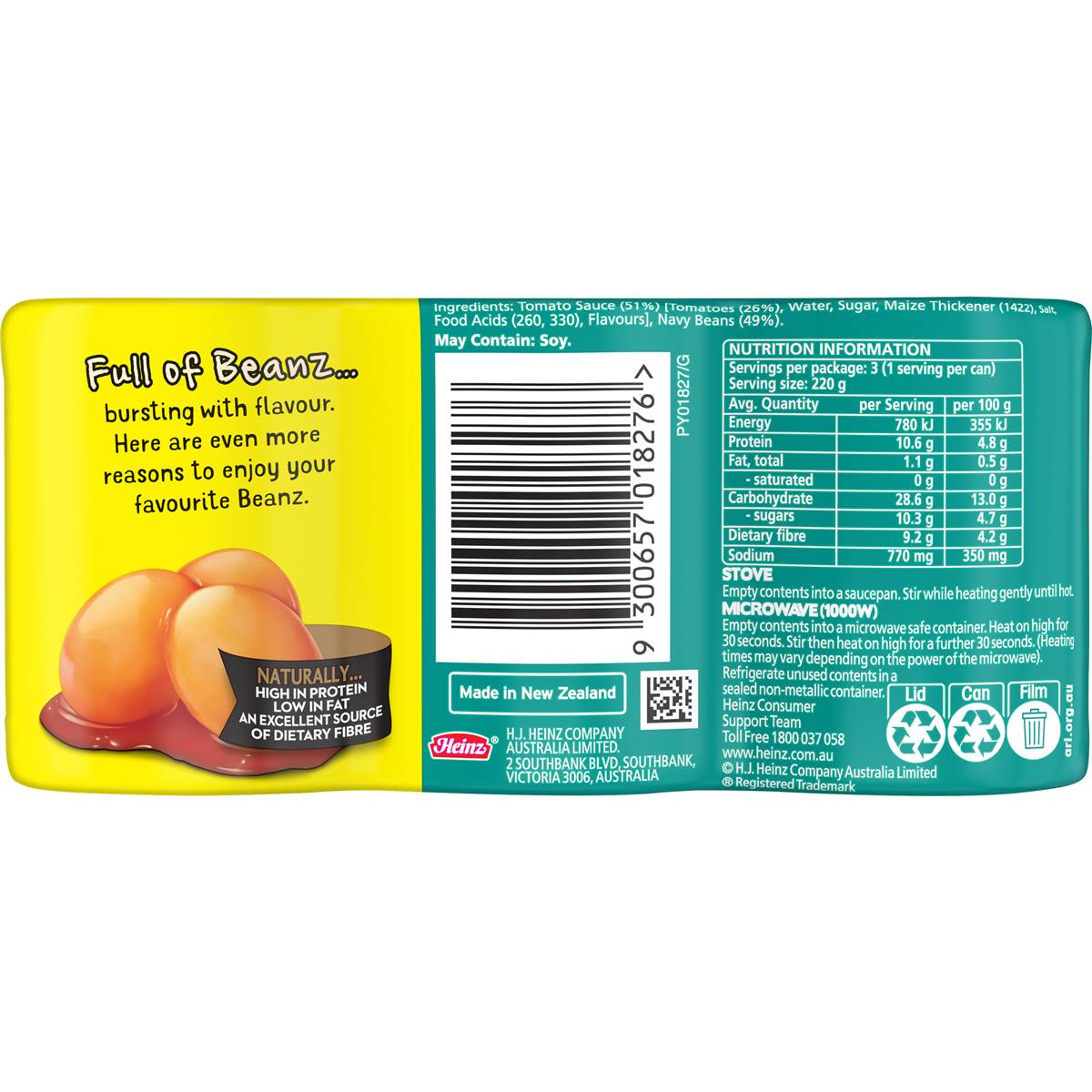 Heinz Baked Beans Tomato Sauce 3x220g Woolworths