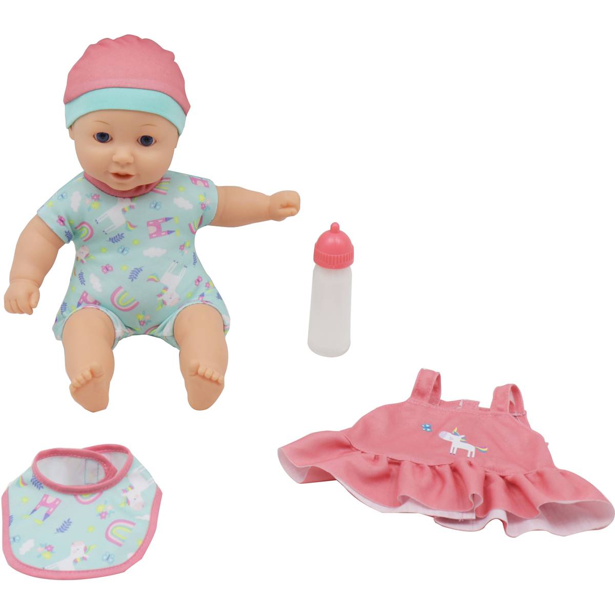 Dream Collection Baby Doll With Bib & Bottle Set Assorted Each | Woolworths