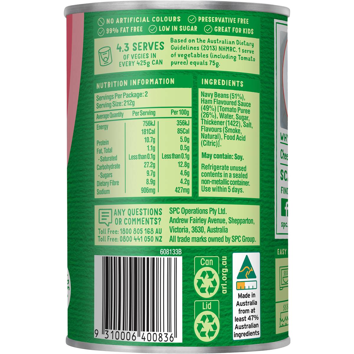 Spc Baked Beans Ham Flavour 425g Woolworths
