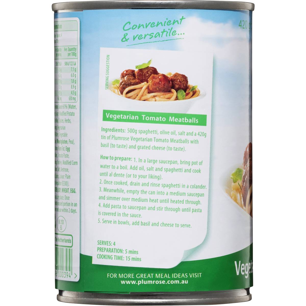 Plumrose Vegetarian Tomato Meatballs 420g Woolworths