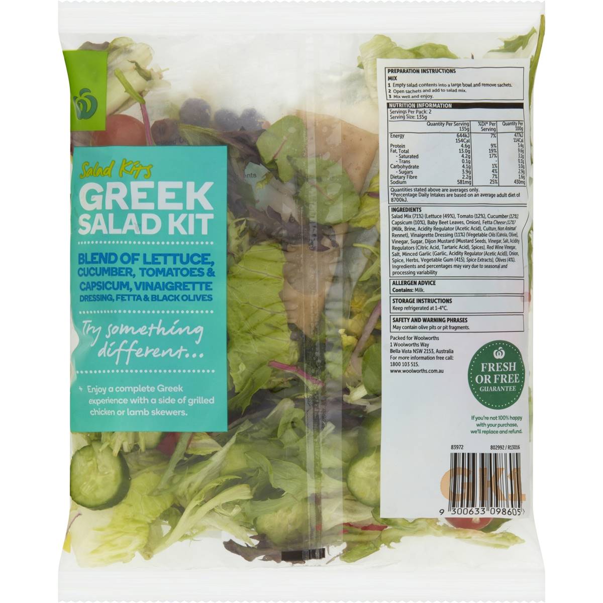 Woolworths Greek Salad Kit 270g | Woolworths