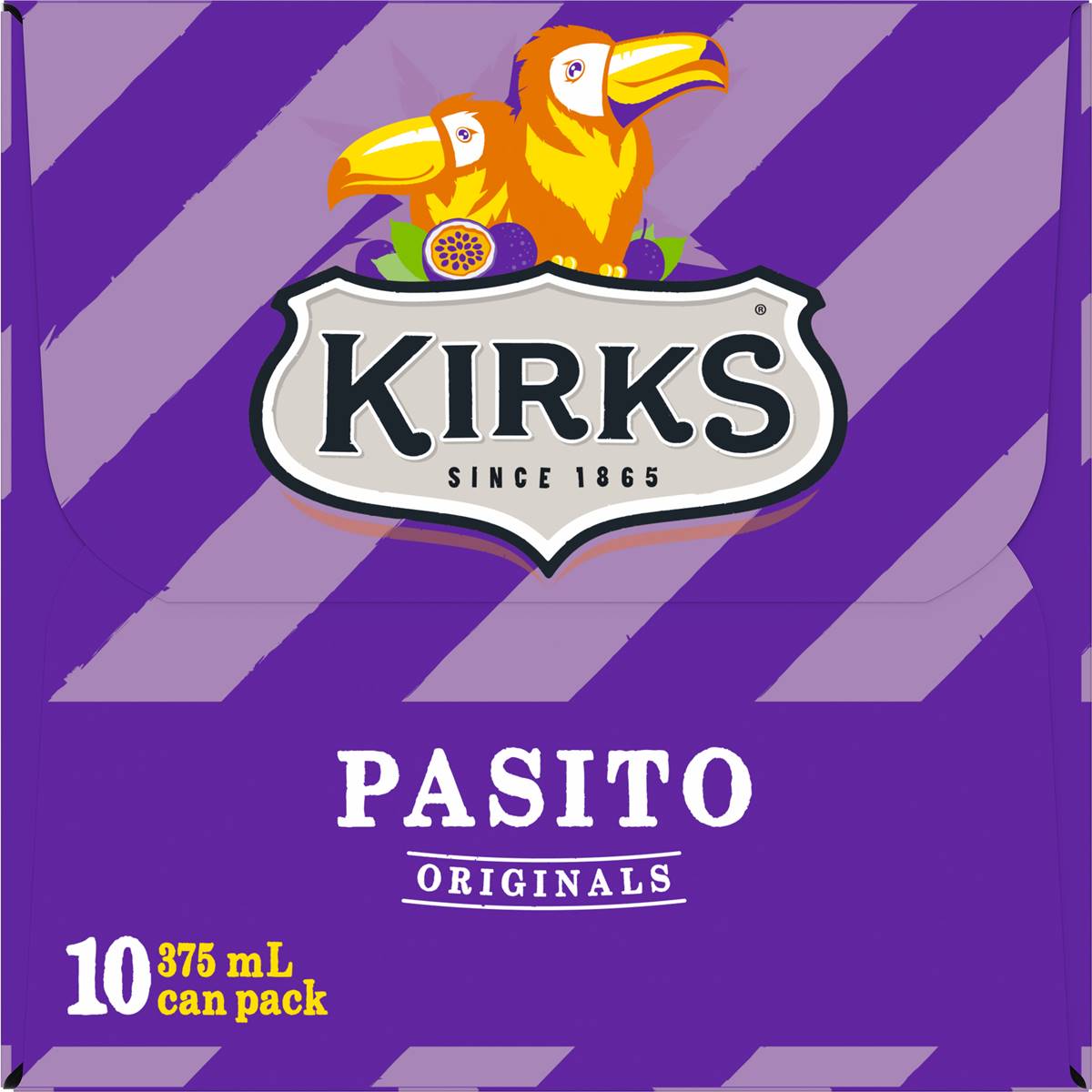 Kirks Pasito Soft Drink Multipack Cans 375ml X10 Pack | Woolworths