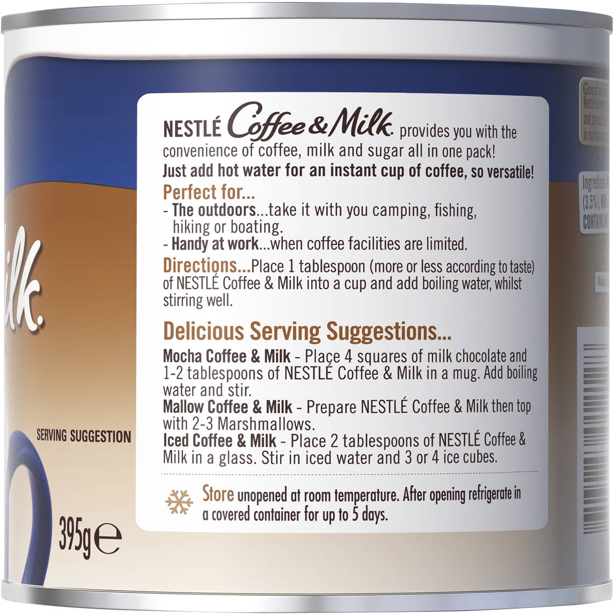 Nestle Coffee & Milk Tin 395g Woolworths