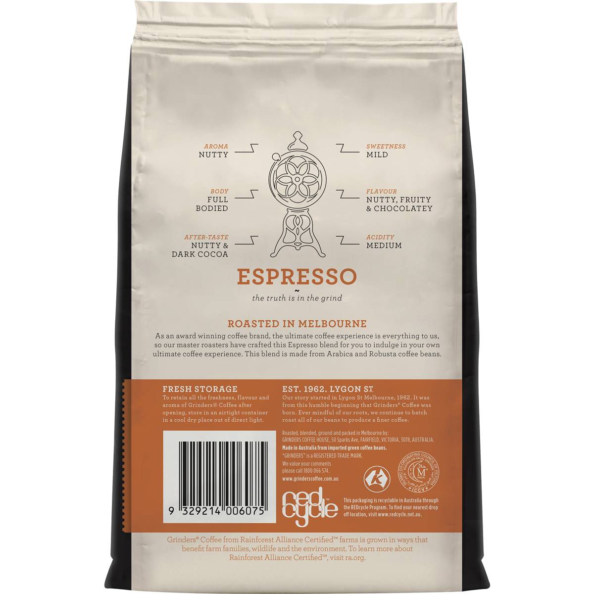 Grinders Espresso Ground Coffee 200g Woolworths