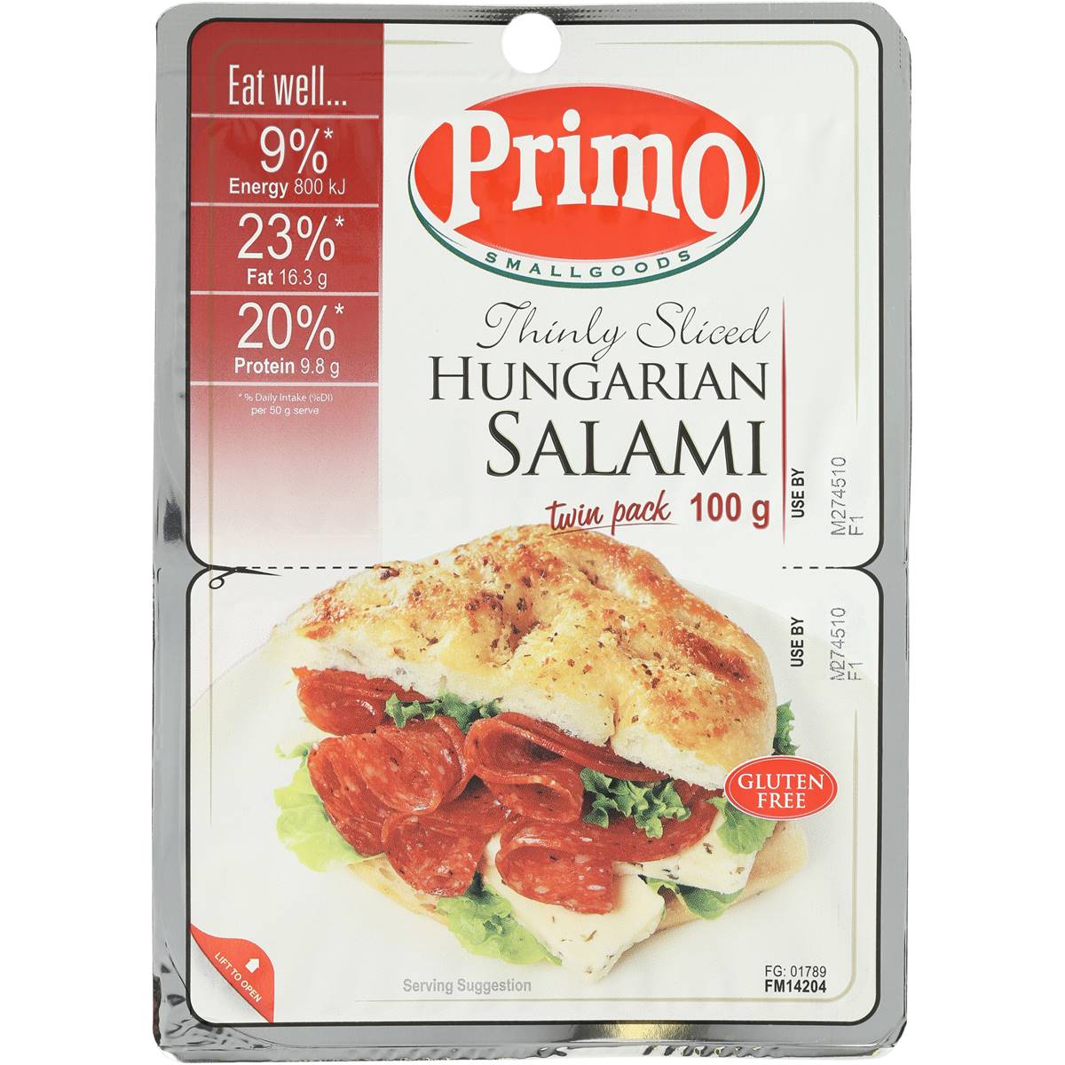 Primo Salami Hungarian Trad Thin Sliced 100g Woolworths