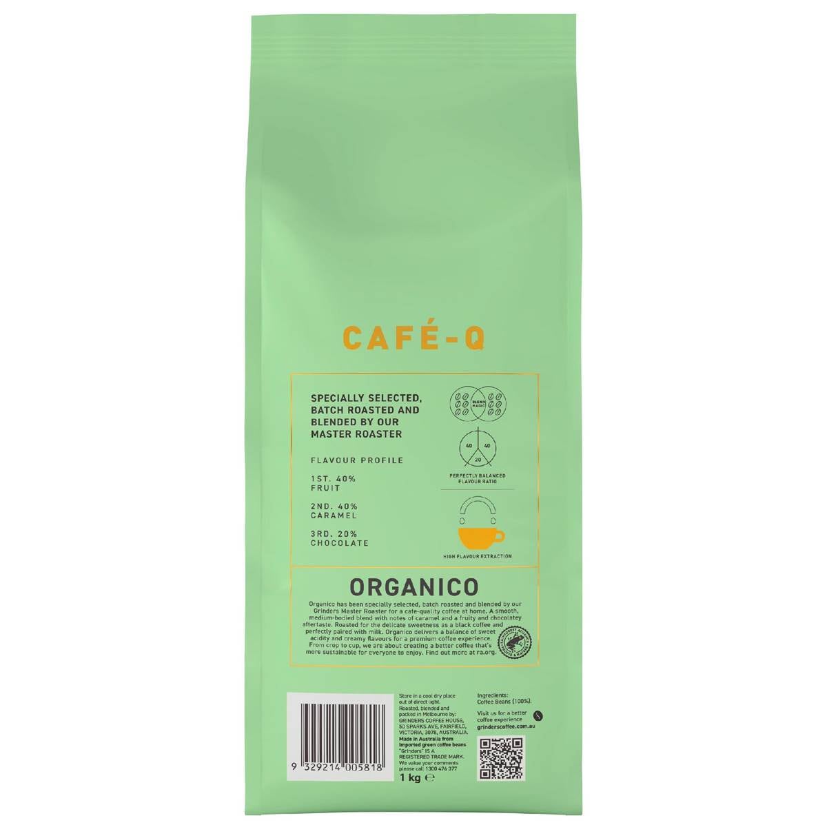 Grinders Organic Coffee Beans 1kg Woolworths