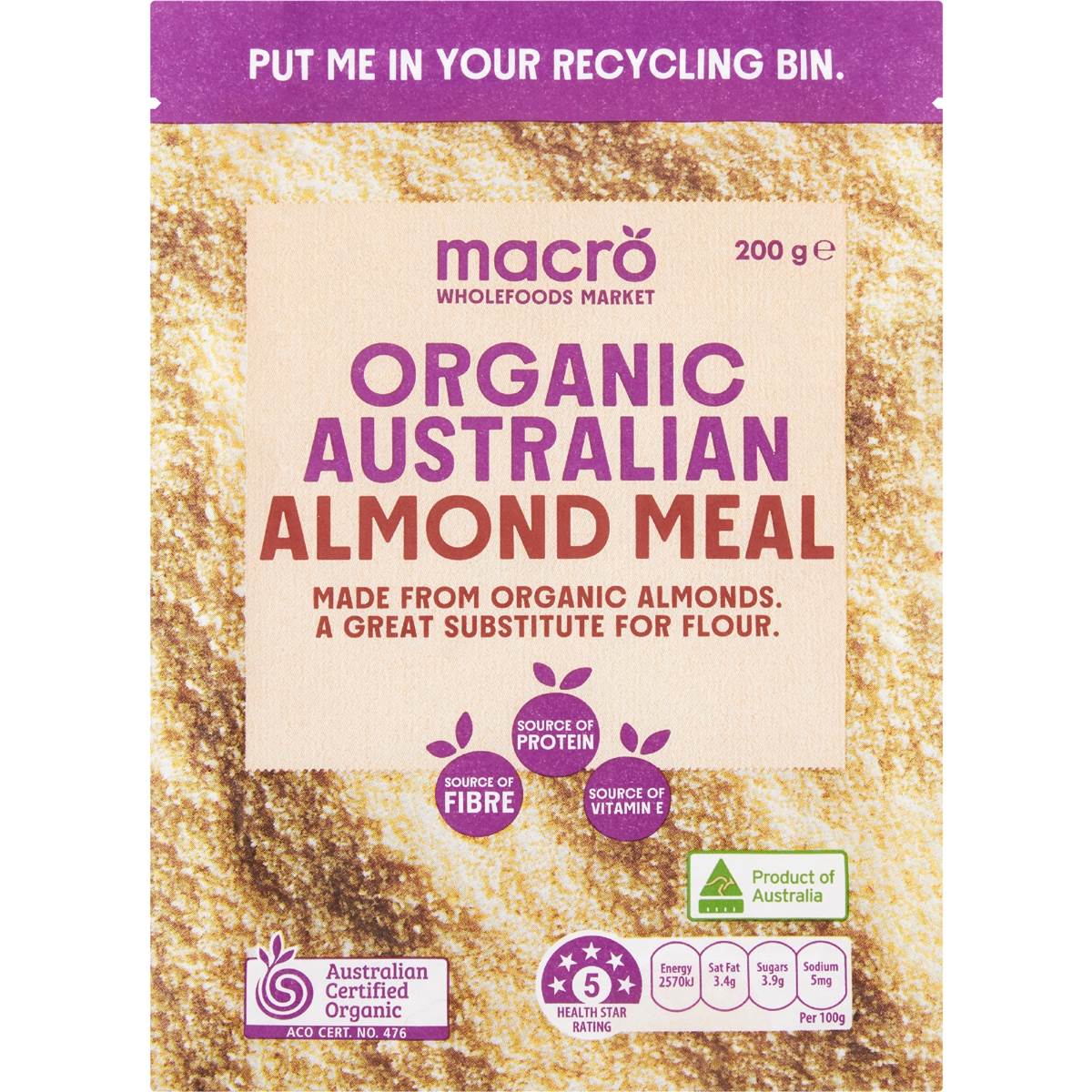 Macro Organic Australian Almond Meal 200g Woolworths
