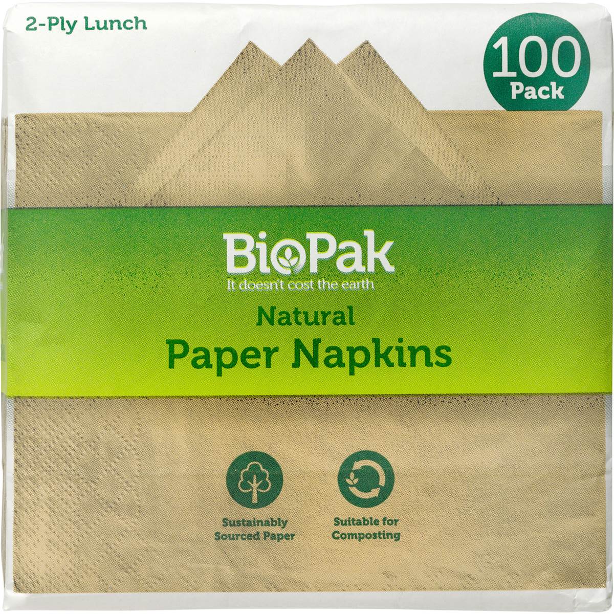Biopak Lunch Paper Napkins 100 Pack Woolworths