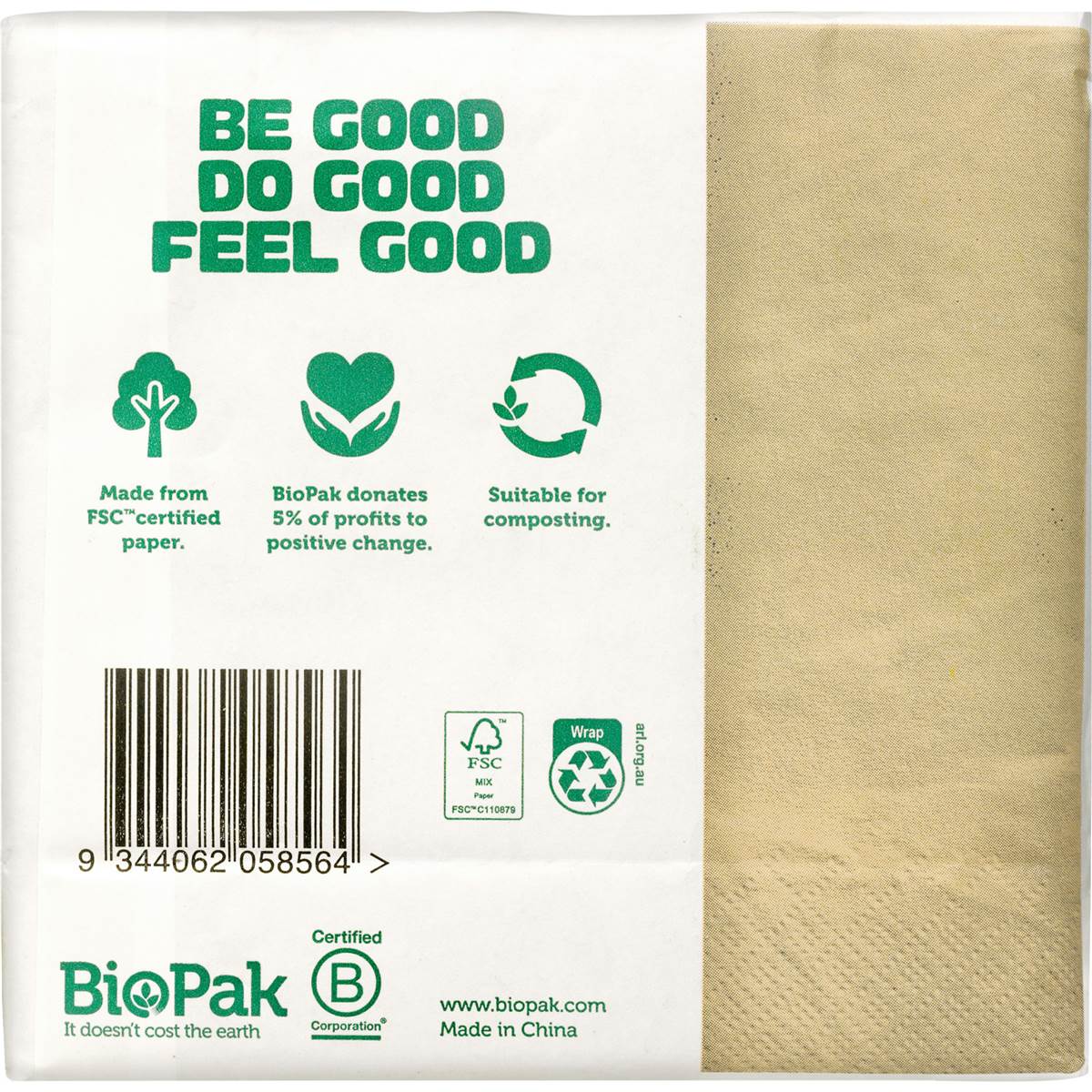 Biopak Lunch Paper Napkins 100 Pack Woolworths